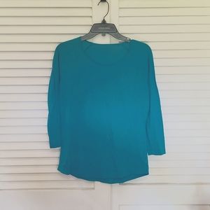 G.H. Bass & Co. S 3/4 Sleeve Teal Tee